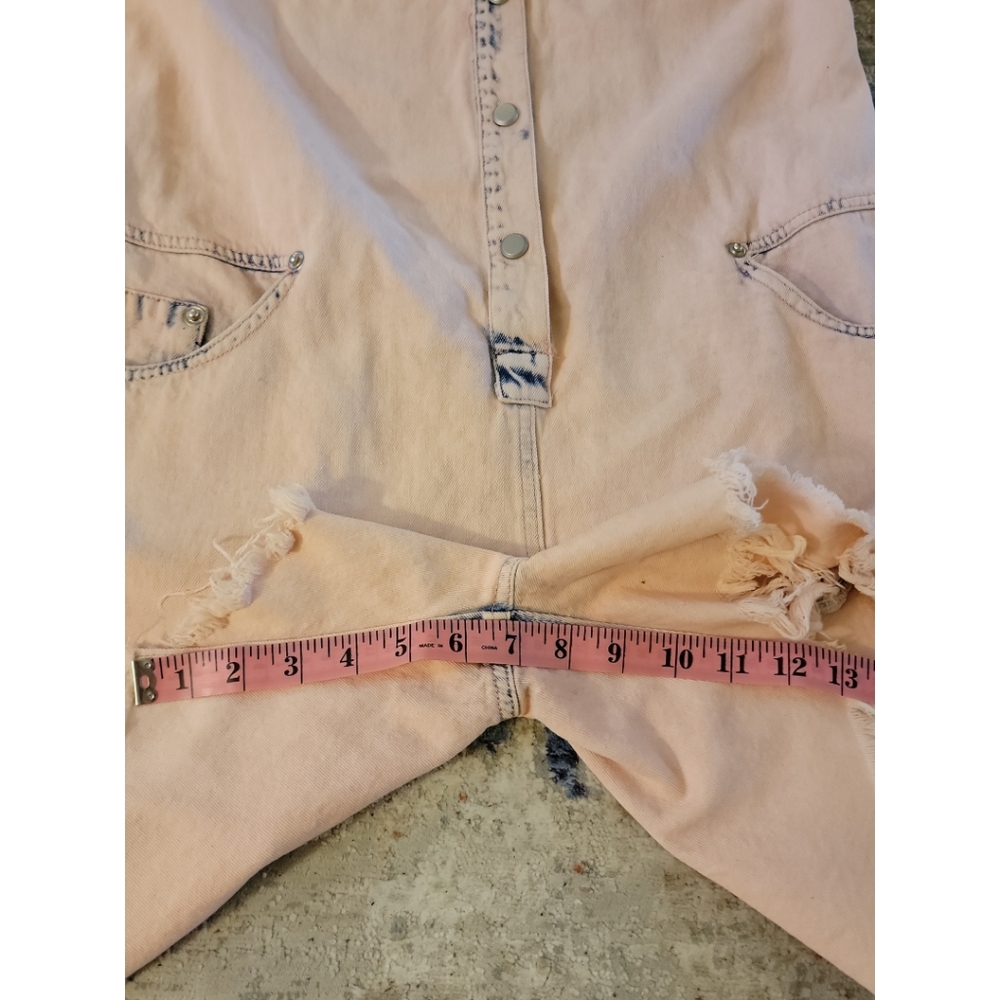 Fashion Nova L/S Distressed Pink Denim Shortalls/Romper Large EUC - Picture 12 of 14